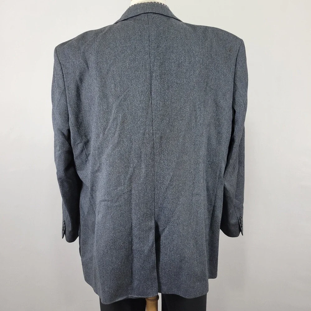 Paul Fredrick Men's Sport Coat Blazer Two Button Navy Wool‎ Flannel Size 50L